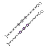 AB-6145-AM Sterling Silver Bracelet With Amethyst Q. Jewelry Bali Designs Inc